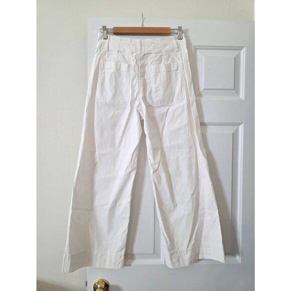 Anthropologie Maeve The Collette White Wide leg Crop Pants 26 - Picture 3 of 7
